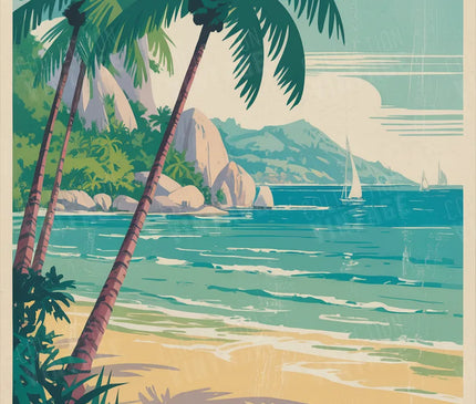 affiche seychelles art mural vintage
