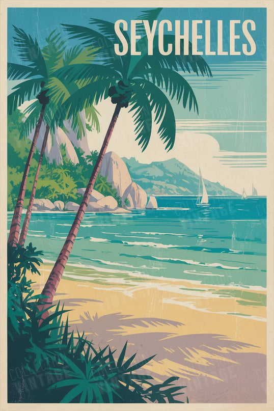 affiche seychelles art mural vintage