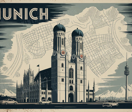 affiche munich noir et blanc vintage