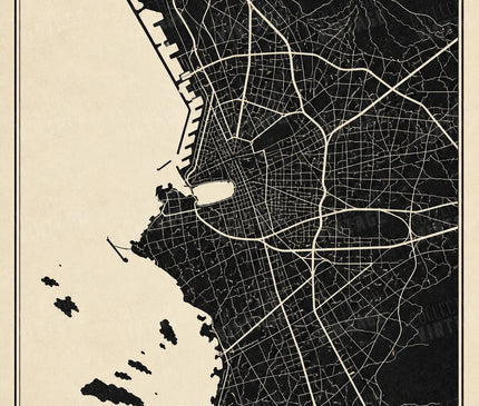 affiche carte marseille noir et blanc