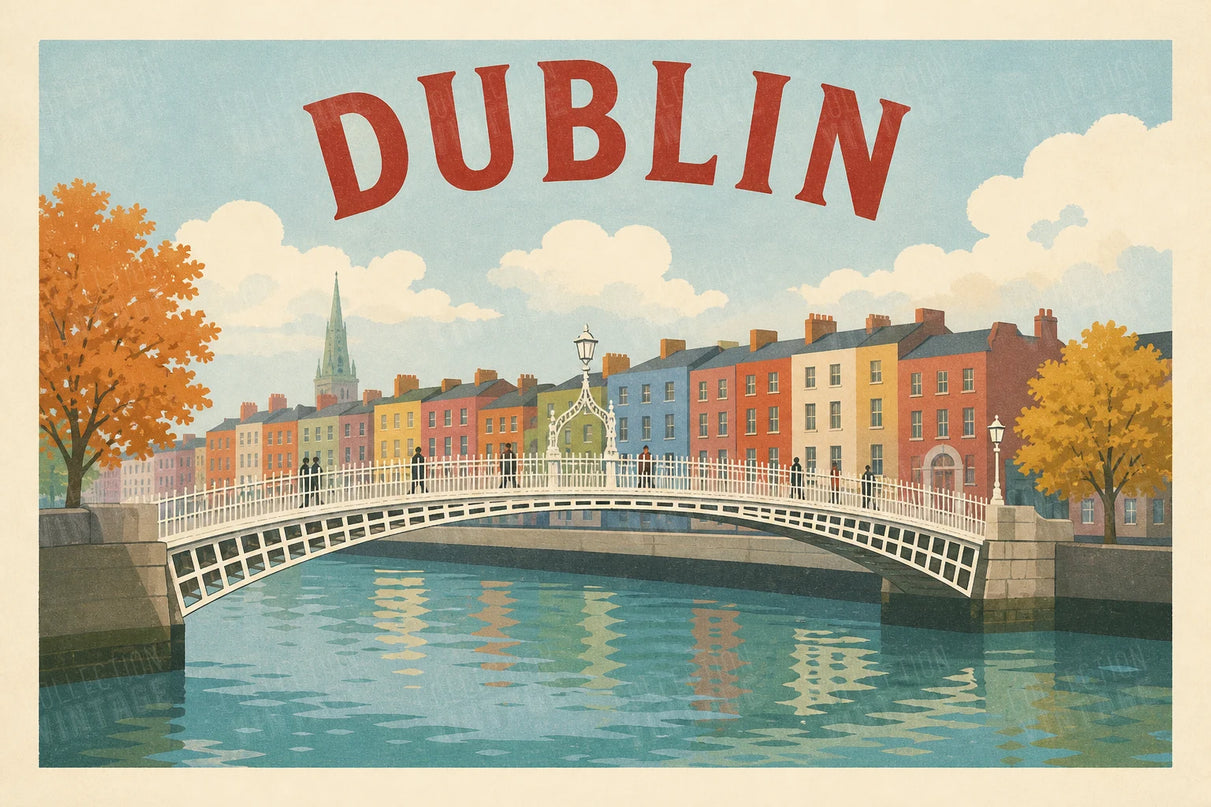 affiche dublin style aquarelle douce