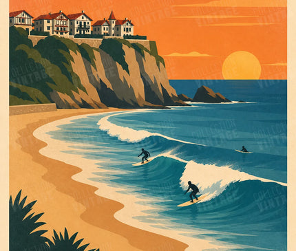 affiche biarritz vintage surf côte des basques