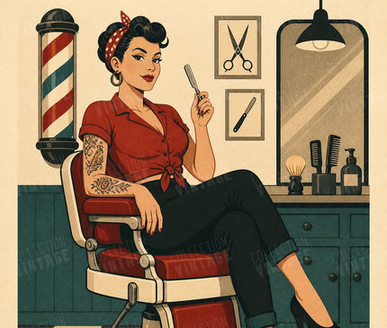 affiche pin up barbershop vintage