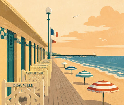 affiche deauville bord de mer normand