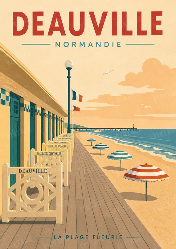 affiche deauville bord de mer normand