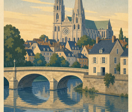 affiche chartres vue depuis les ponts