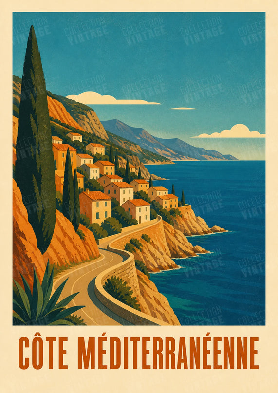 poster mural style affiche ancienne cote mediterraneenne