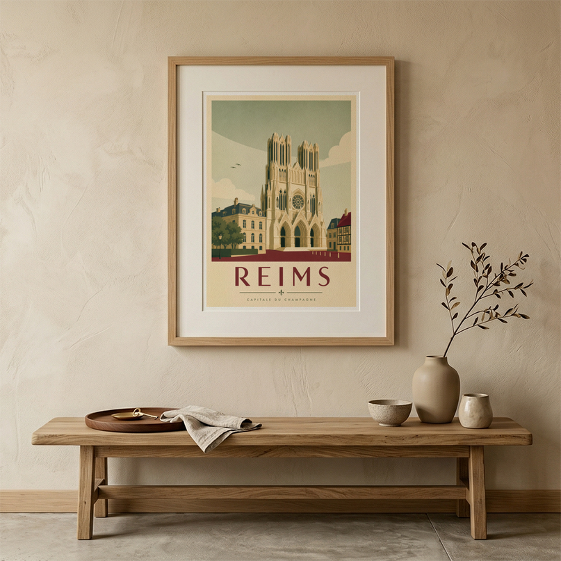 affiche reims illustration style voyage