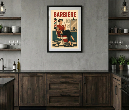 affiche pin up barbershop vintage