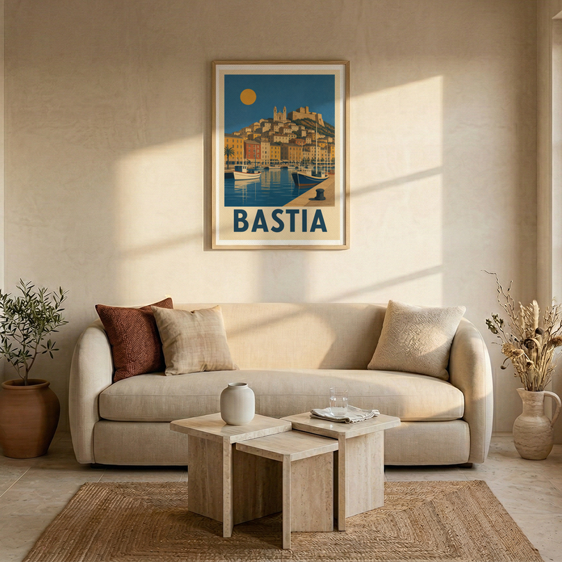 affiche bastia ancienne illustration de port