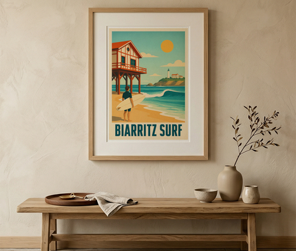 affiche surf biarritz déco maison de plage