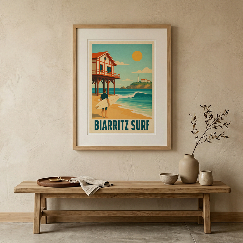 affiche surf biarritz déco maison de plage