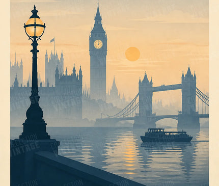 affiche londres paysage urbain brumeux