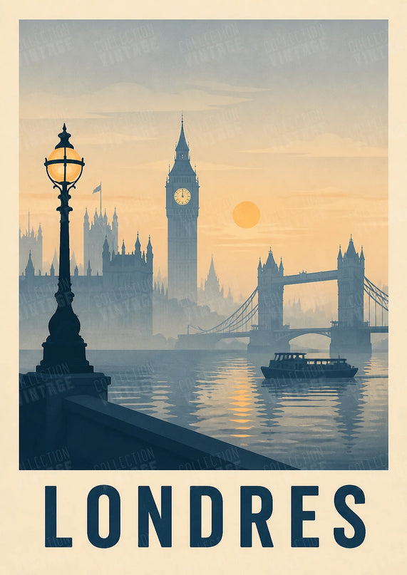 affiche londres paysage urbain brumeux