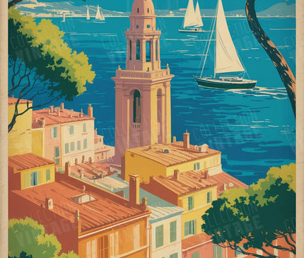 affiche saint tropez inspiration annees 60