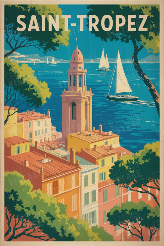 affiche saint tropez inspiration annees 60