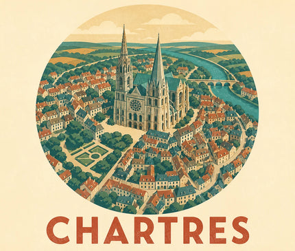 affiche chartres vue aérienne stylisée