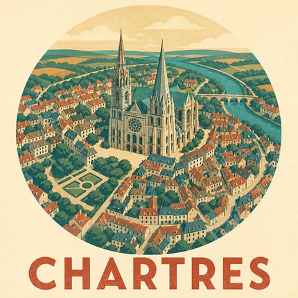 affiche chartres vue aérienne stylisée