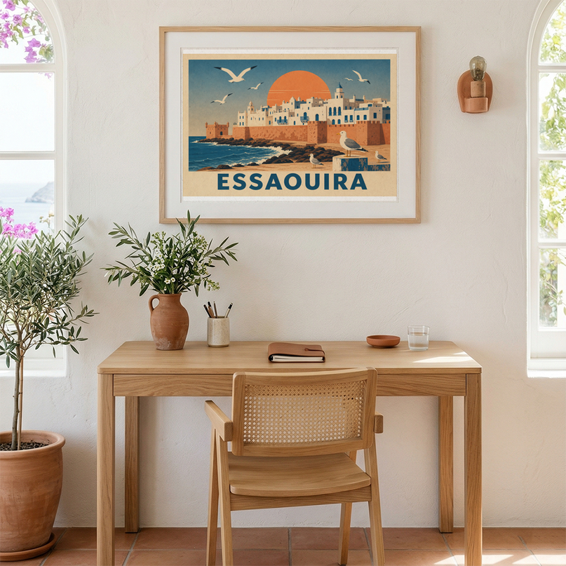 affiche essaouira mouettes vintage