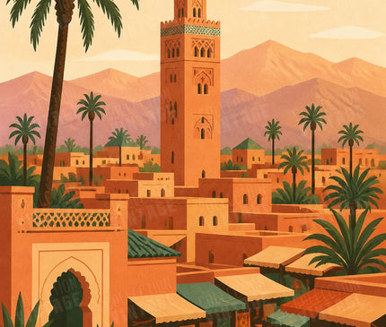 affiche marrakech panorama ville