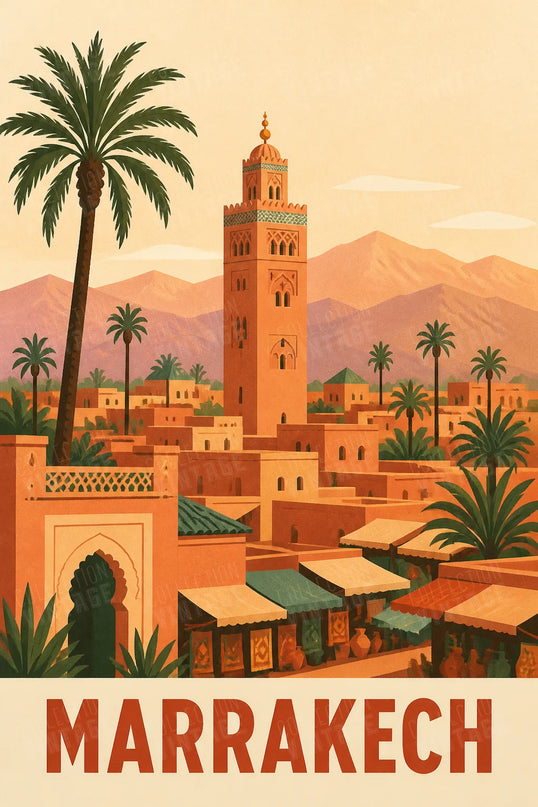 affiche marrakech panorama ville