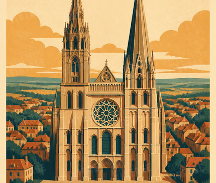 affiche vintage chartres cathédrale