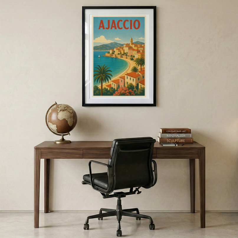 affiche ajaccio style carte postale ancienne