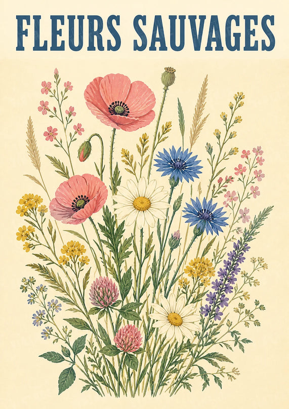 affiche fleurs sauvages de france vintage