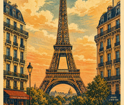 poster tour eiffel illustration vintage