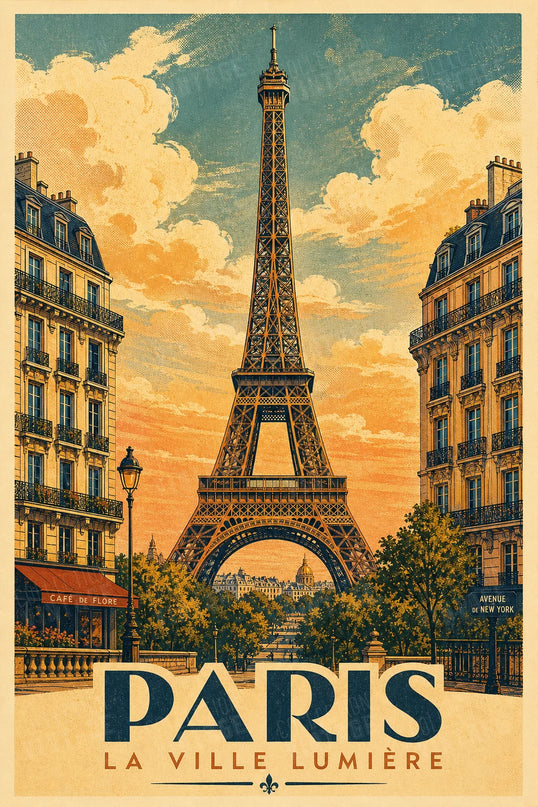 poster tour eiffel illustration vintage