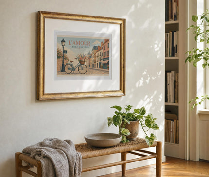 Affiche vélo de ville romantique – mise en situation dans un bureau