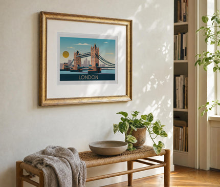 Affiche londres architecture iconique – mise en situation dans un bureau