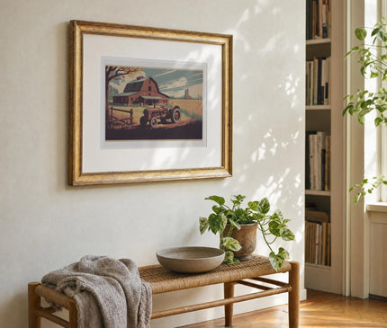 Affiche ferme americaine vintage – mise en situation dans un bureau