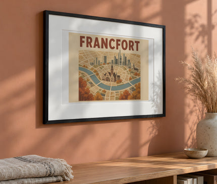 affiche francfort en automne – mise en situation dans un bureau