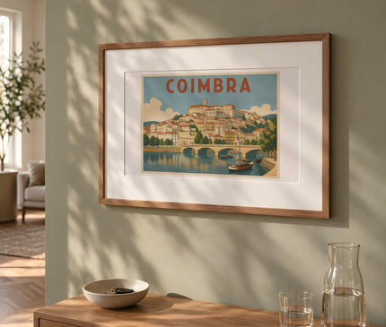 affiche coimbra vieille ville – mise en situation dans un salon