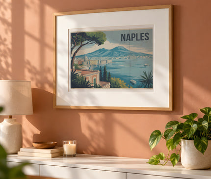 Affiche naples voyage en italie déco murale – mise en situation dans une salle à manger