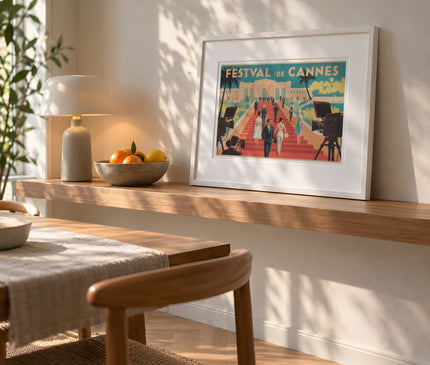 Affiche festival de cannes style ligne claire – mise en situation dans une salle à manger