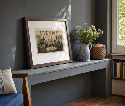 affiche congrès de vienne vintage – mise en situation dans un coin lecture