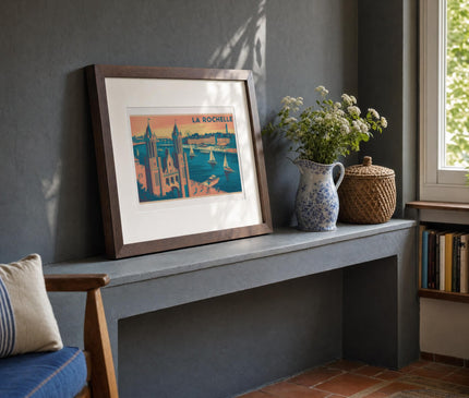 Affiche la rochelle format paysage – mise en situation dans un coin lecture