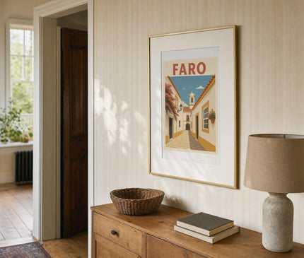 affiche vieille ville de faro – mise en situation dans une entrée