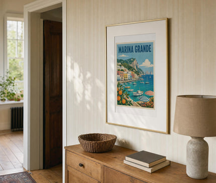 affiche marina grande capri – mise en situation dans une entrée