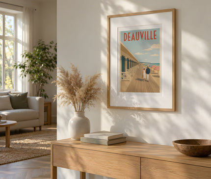 Affiche deauville style graphique minimal – mise en situation dans un salon