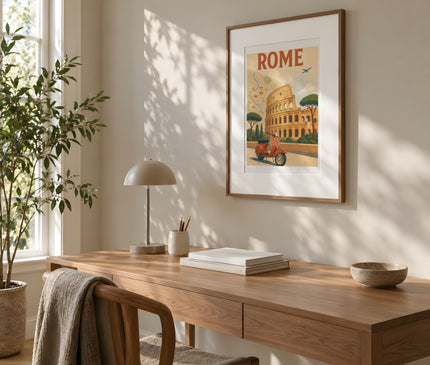 Affiche colisée ancienne carte de rome – mise en situation dans un bureau