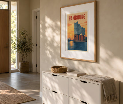 affiche elbphilharmonie hambourg – mise en situation dans une entrée