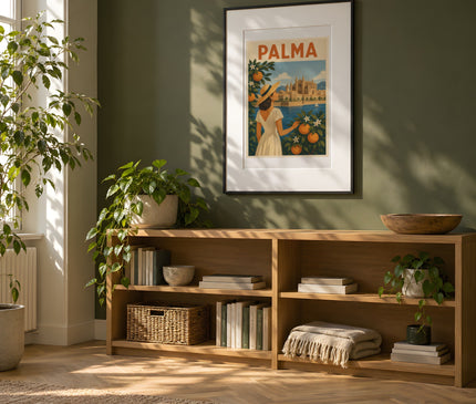 affiche palma de majorque vintage – mise en situation dans un bureau