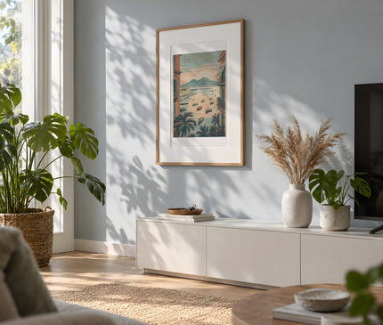 Affiche naples style affiches anciennes italiennes – mise en situation dans un salon
