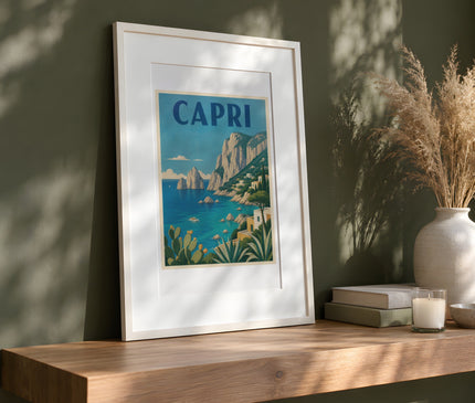 affiche capri italie vintage – mise en situation dans un bureau
