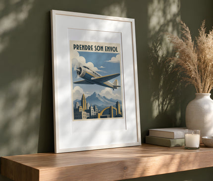 poster avion deco industriel vintage – mise en situation dans un bureau