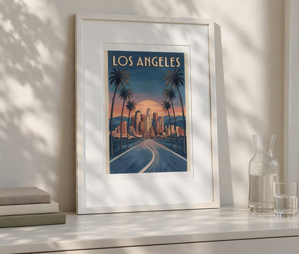 Affiche los angeles art photographique vintage – mise en situation dans une chambre