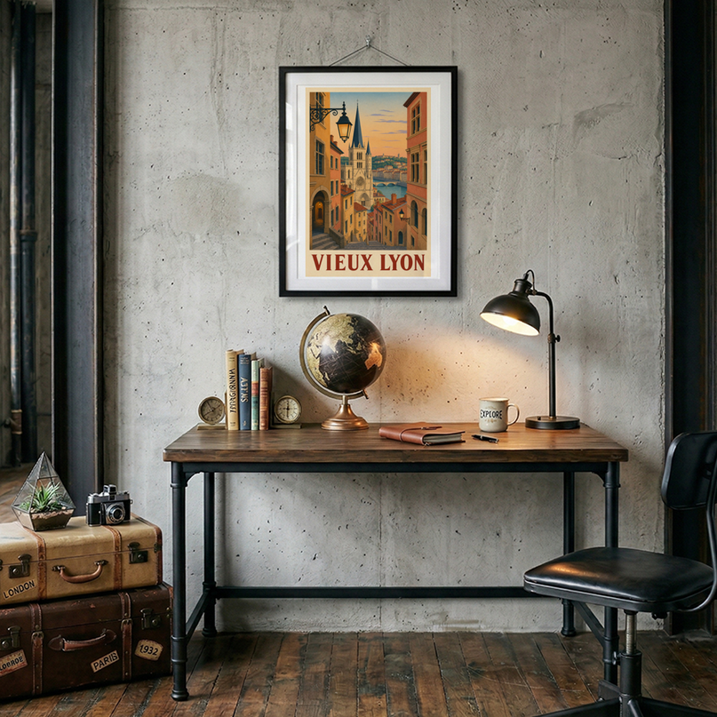 poster lyon vintage vieux lyon